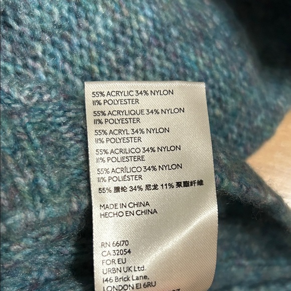 Free People Molly Teal Multi Cable Knit Cardigan Sweater - Picture 4 of 7